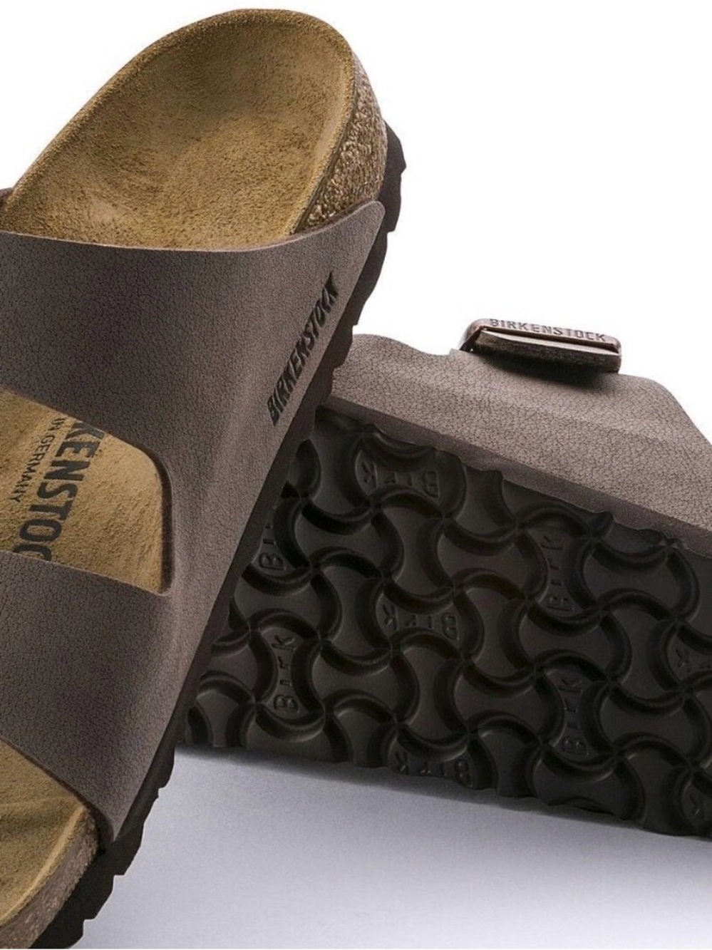 Birkenstock Men’s Taupe Two-Strap Sandals with Buckle